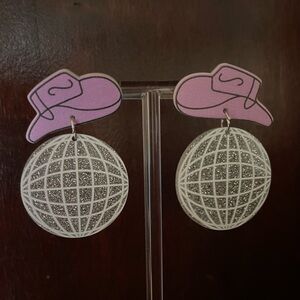 Disco Ball Cowboy Hat Earrings